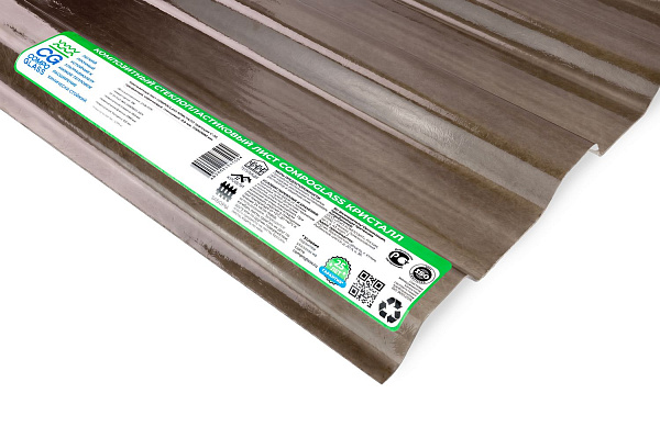 COMPOGLASS CRYSTAL trapezoidal S-20, transparent, brown, glossy, 0,8 mm, 1150x3000 mm