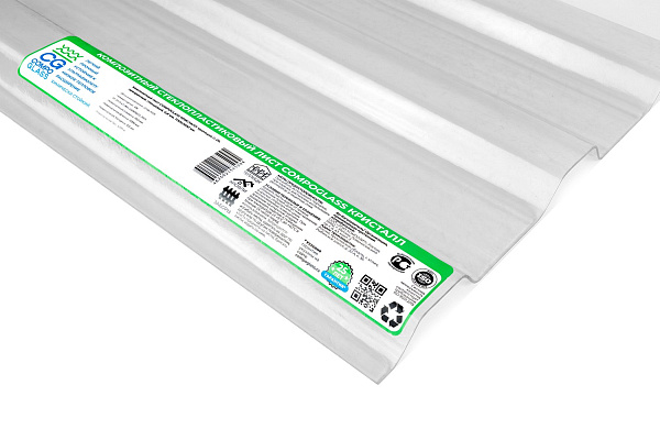 COMPOGLASS CRYSTAL trapezoidal S-20, transparent, glossy, 0,8 mm, 1150x3000 mm