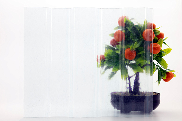 COMPOGLASS CRYSTAL trapezoidal S-8, transparent, blue, glossy, 0,8 mm, 1200x2000 mm