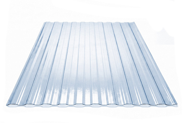 COMPOGLASS CRYSTAL trapezoidal S-8, transparent, blue, glossy, 0,8 mm, 1200x2000 mm