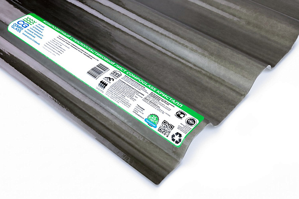 COMPOGLASS CRYSTAL trapezoidal S-20, transparent, grey, glossy, 0,8 mm, 1150x3000 mm