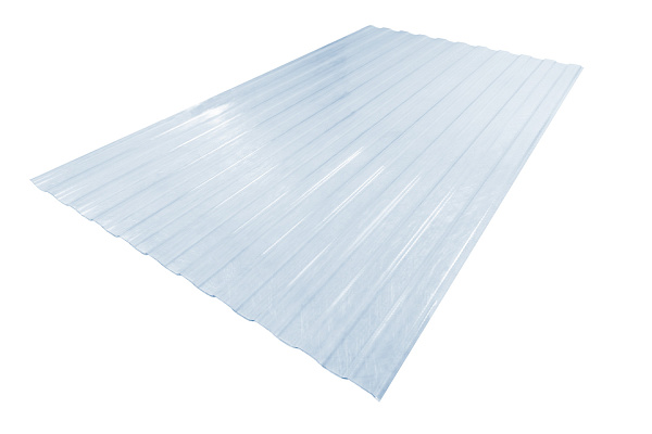 COMPOGLASS CRYSTAL trapezoidal S-8, transparent, blue, glossy, 0,8 mm, 1200x2000 mm